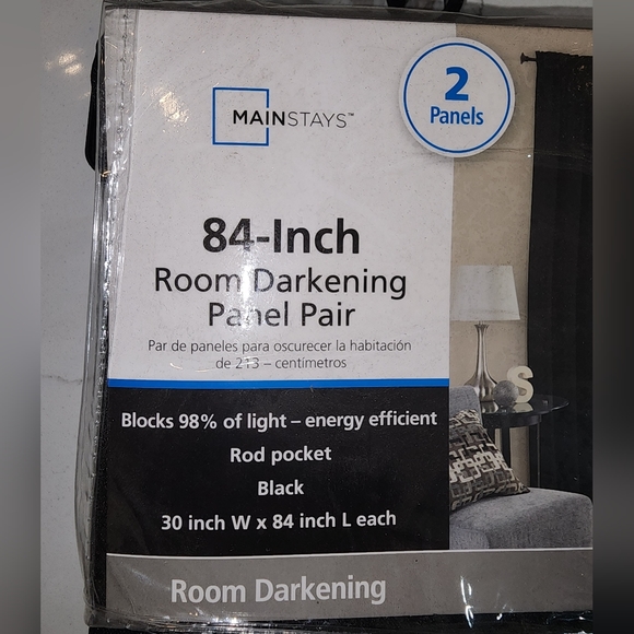Mainstays 84 inch Room Darkening Panel Pair Curtains 2 Panels Brand new - Picture 2 of 4